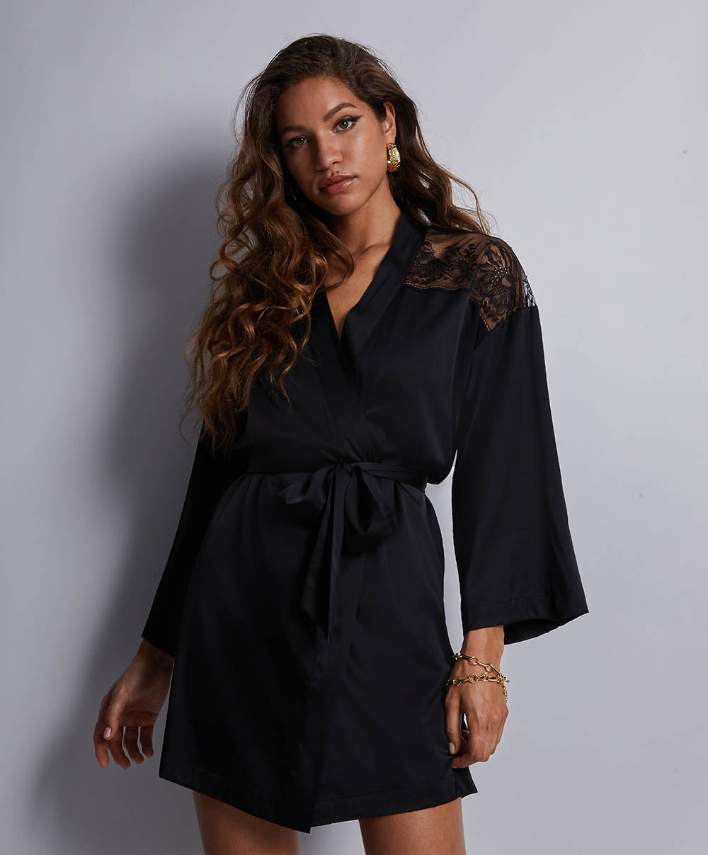 Kimono soie Midnight whisper Noir Aubade 2S65-NOIR