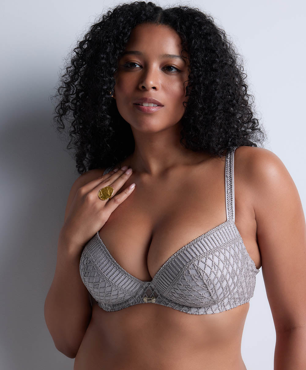 Soutien-gorge coque plongeant Stardust dream Cosmos silver Aubade 4DN08-COSO