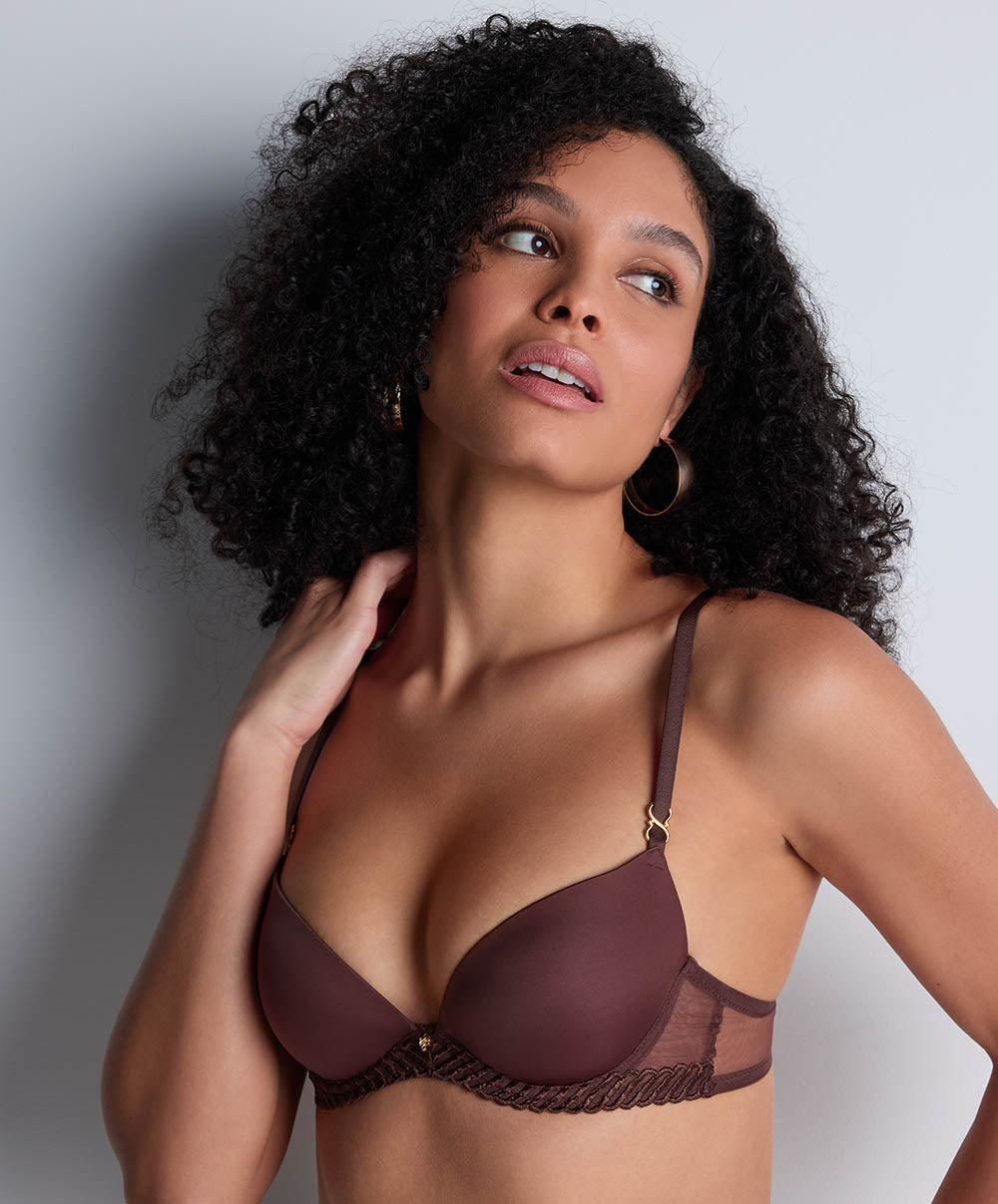 Soutien-gorge coque plongeant Sheer emotion Sepia Aubade 4MN08-SEPA