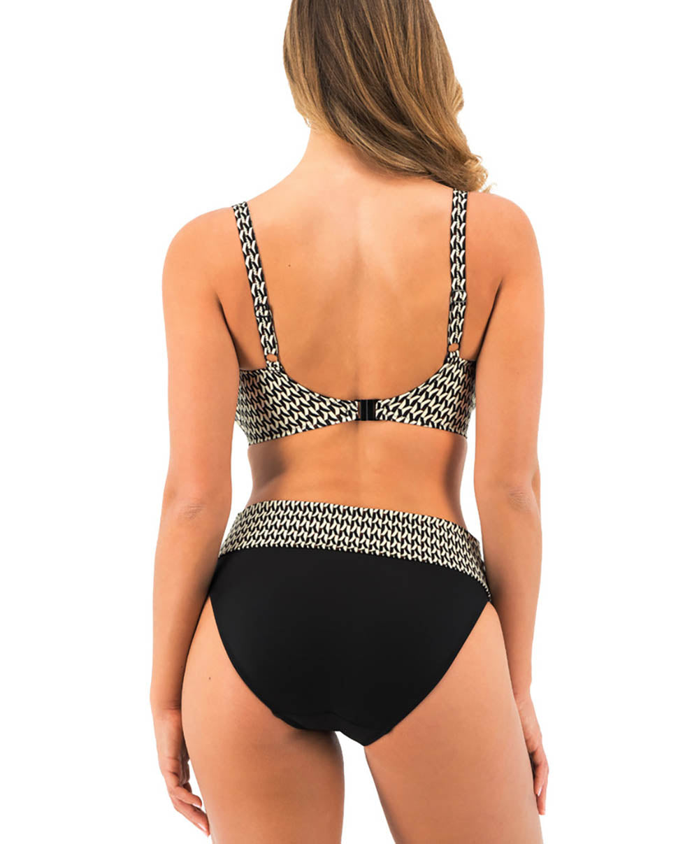 Bas de maillot de bain culotte ceinture ajustable Fantasie swim Koh lipe Black and cream FS504677-LAC