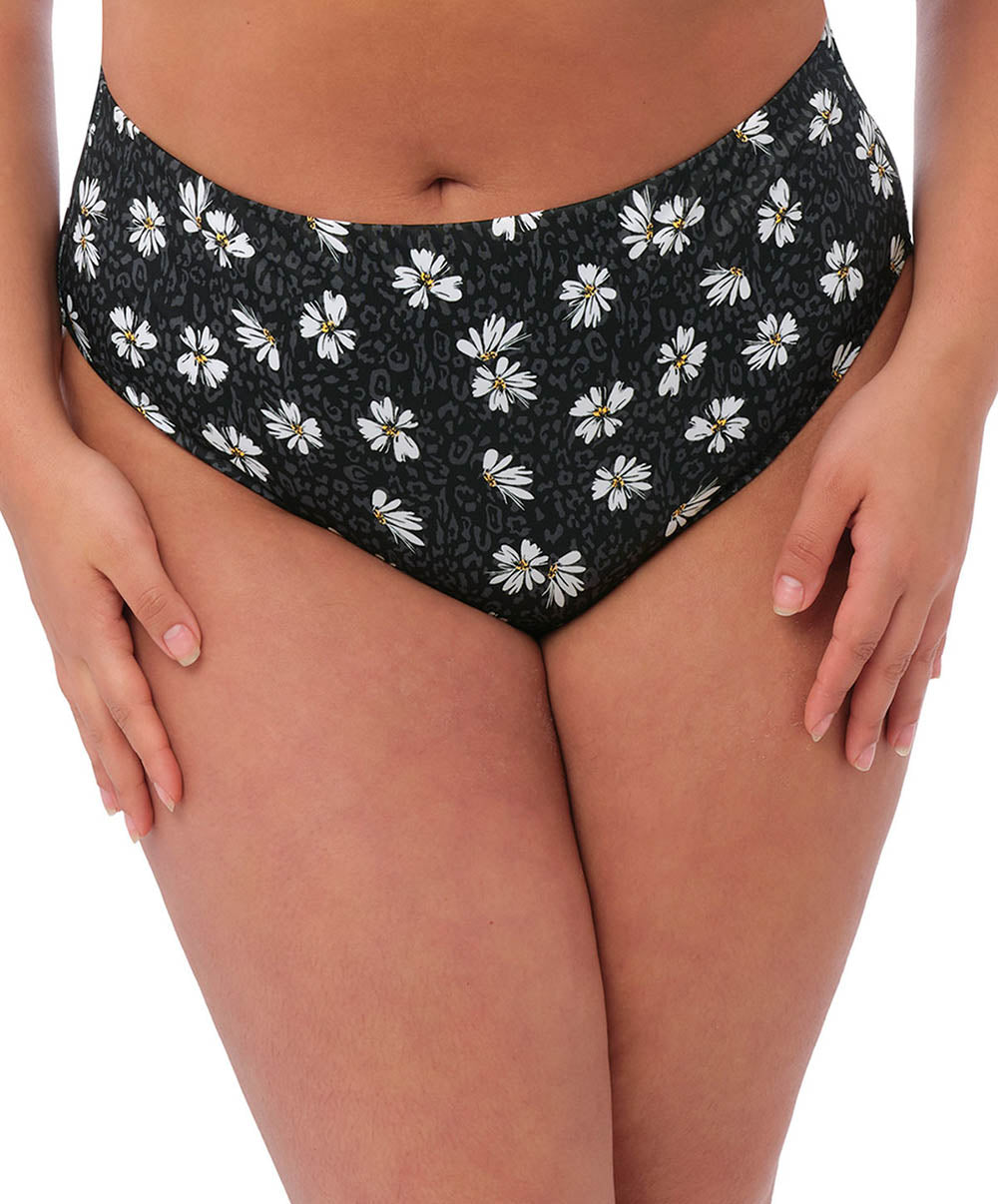 Bas de maillot grande taille couvrant Elomi swim Plain sailing Black daisy ES7275-BDY