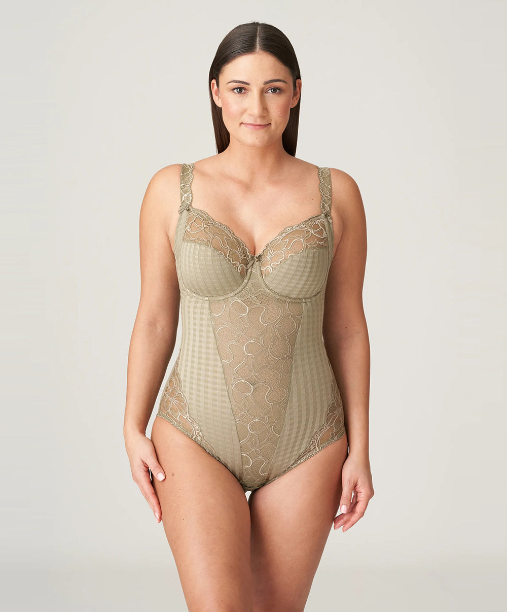 Body galbant à bonnets emboitants dentelle PrimaDonna Madison golden olive 0462120-GOO