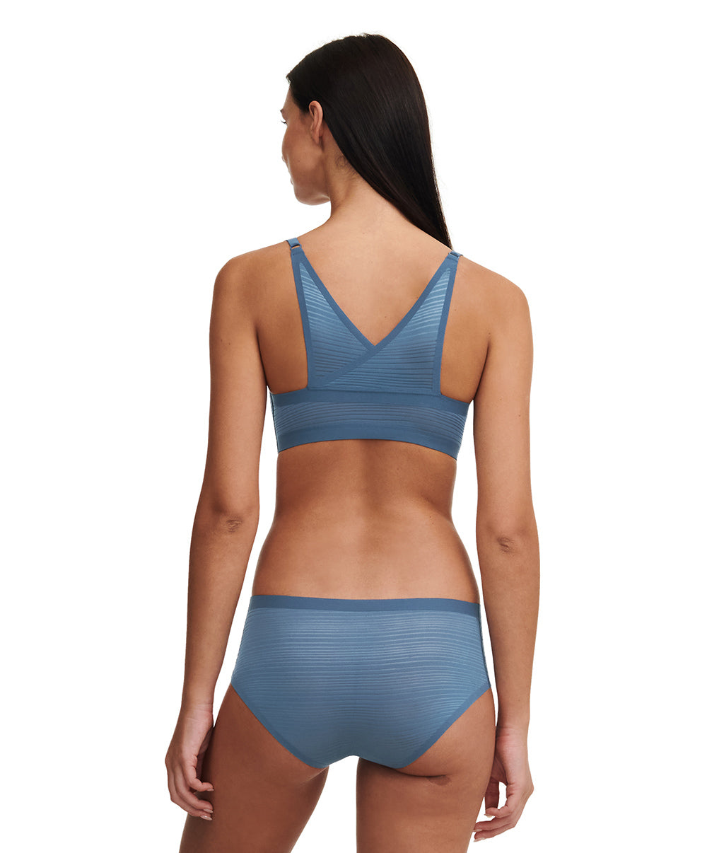 Bralette à coques bleue denim Chantelle Soft Stretch Stripes bleu jeans C20D10-00C
