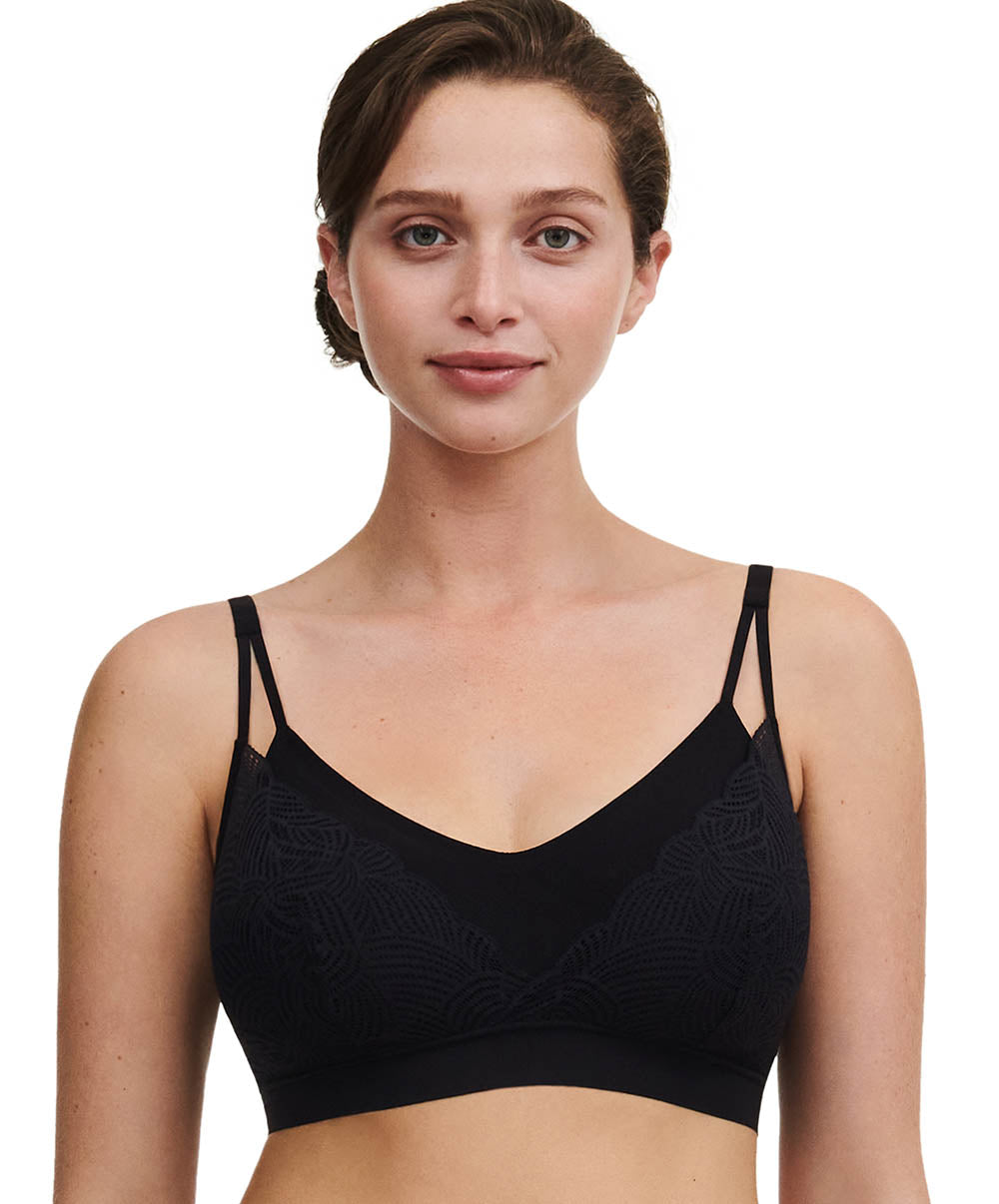 Brassière dentelle à coques sans armatures Chantelle Softstretch Noir C11GQ9-011 1