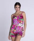 Caraco en soie Lise Charmel Envolée de Fleurs fuchsia ALH4283-EF