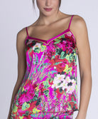 Caraco en soie Lise Charmel Envolée de Fleurs fuchsia ALH4283-EF