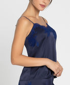 Caraco en soie Lise Charmel Splendeur Soie bermudes bleu ALC4280-BS