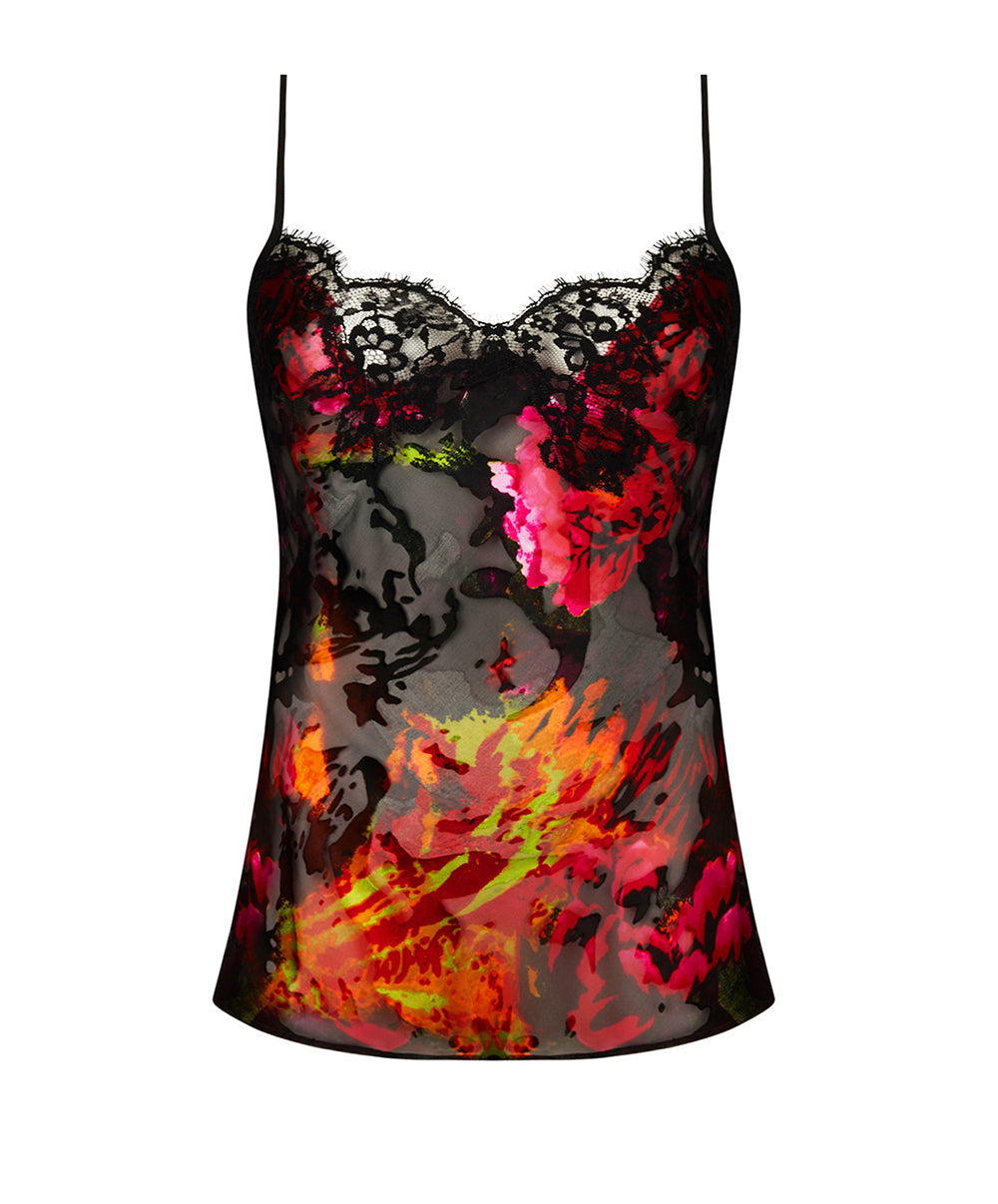 Caraco en soie et viscose Lise Charmel Floraison Passion safran rose ALH4286-SR