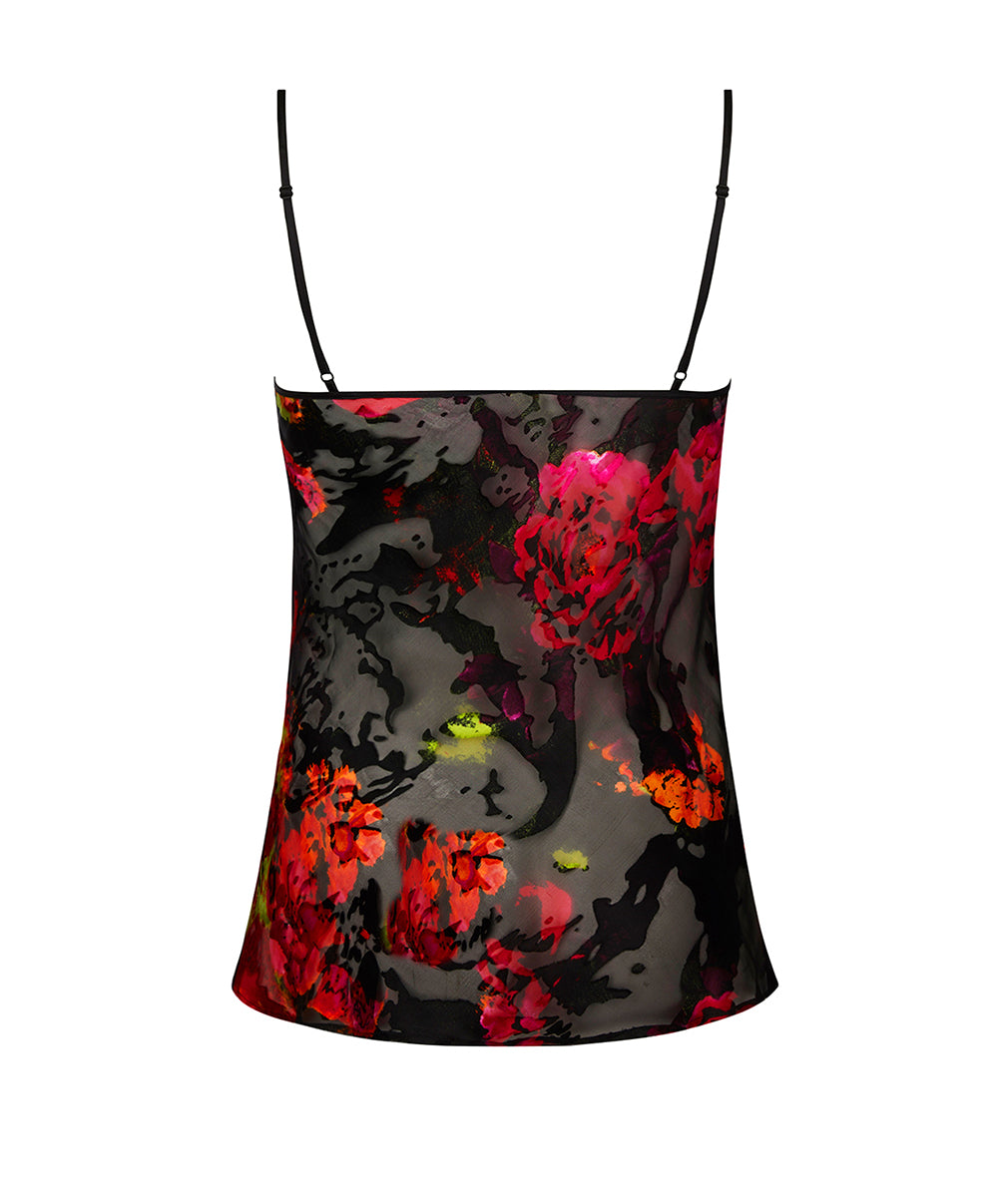 Caraco en soie et viscose Lise Charmel Floraison Passion safran rose ALH4286-SR