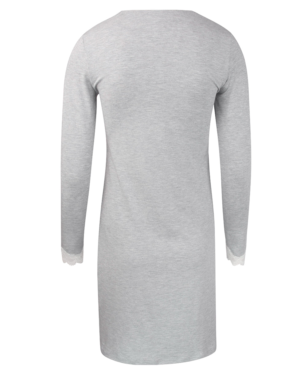 Chemise de nuit manches longues col en V Antigel de Lise Charmel Simply Perfect chiné gris ENA1306-CG