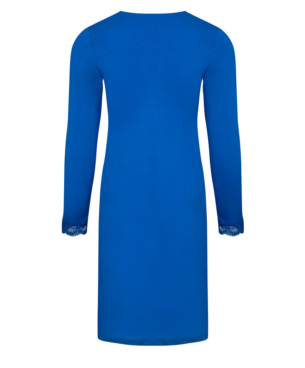 Chemise de nuit manches longues col en V Antigel de Lise Charmel Simply Perfect bleu cobalt ENA1306-SC