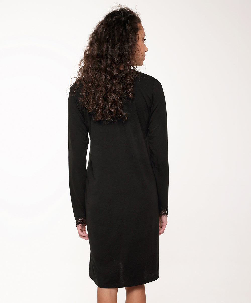 Chemise de nuit noir inserts en dentelle Lingadore nightwear Lingadore 6318-02-NOIR