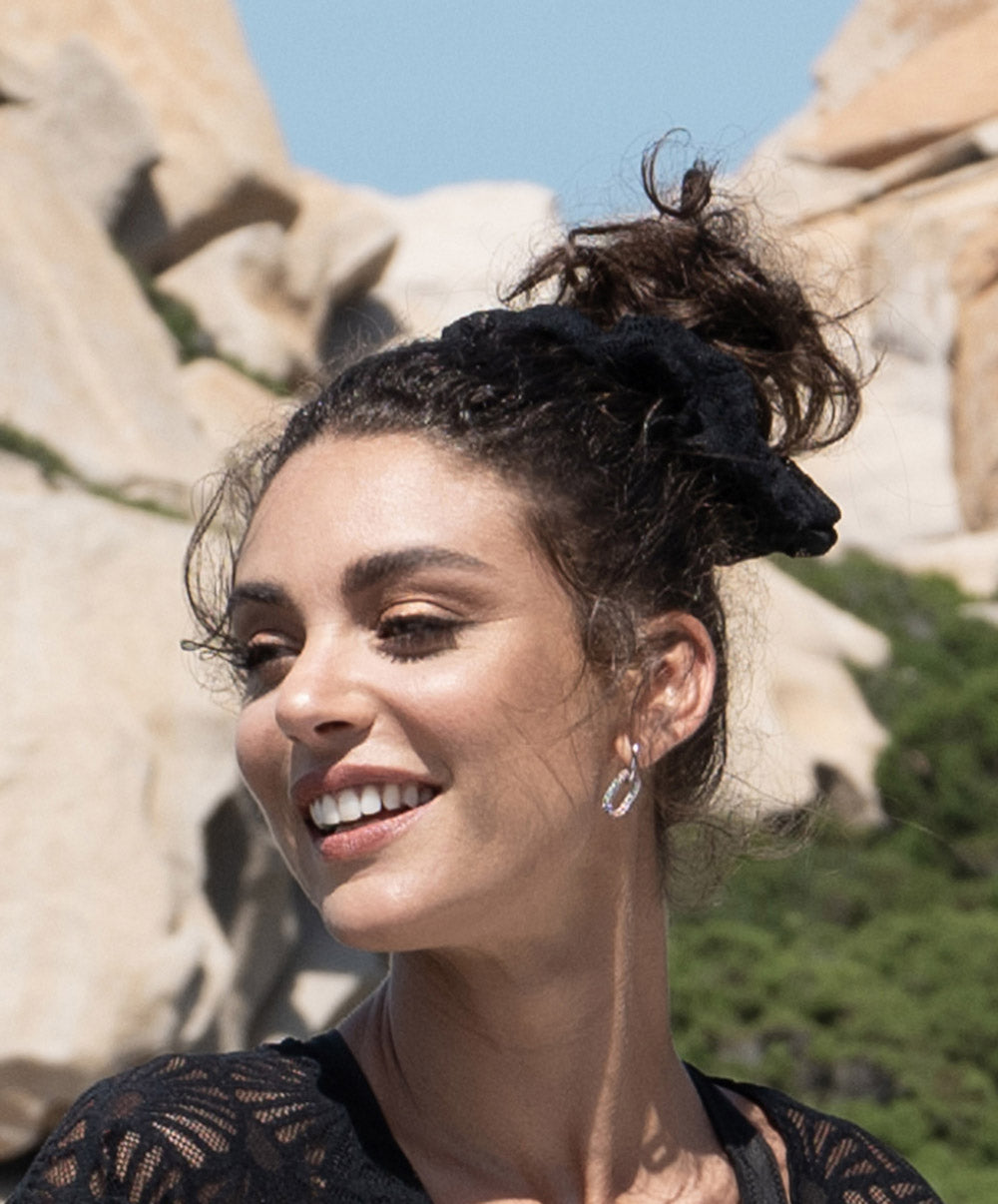 Chouchou élastique à cheveux La Muse Dentelle noir Antigel Bain EAB4506-NO