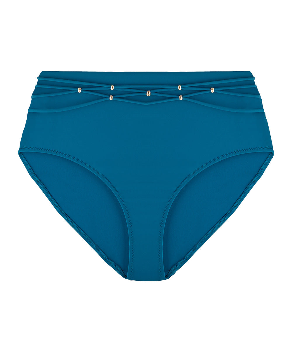 Culotte maillot de bain taille haute Aubade Bain Secret Laguna teal bleu canard 2T24-TEAL