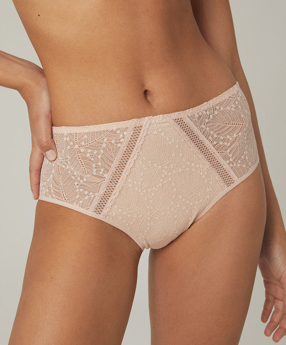 Culotte haute dentelle Simone Pérèle Comète sable rosé 12S770-772