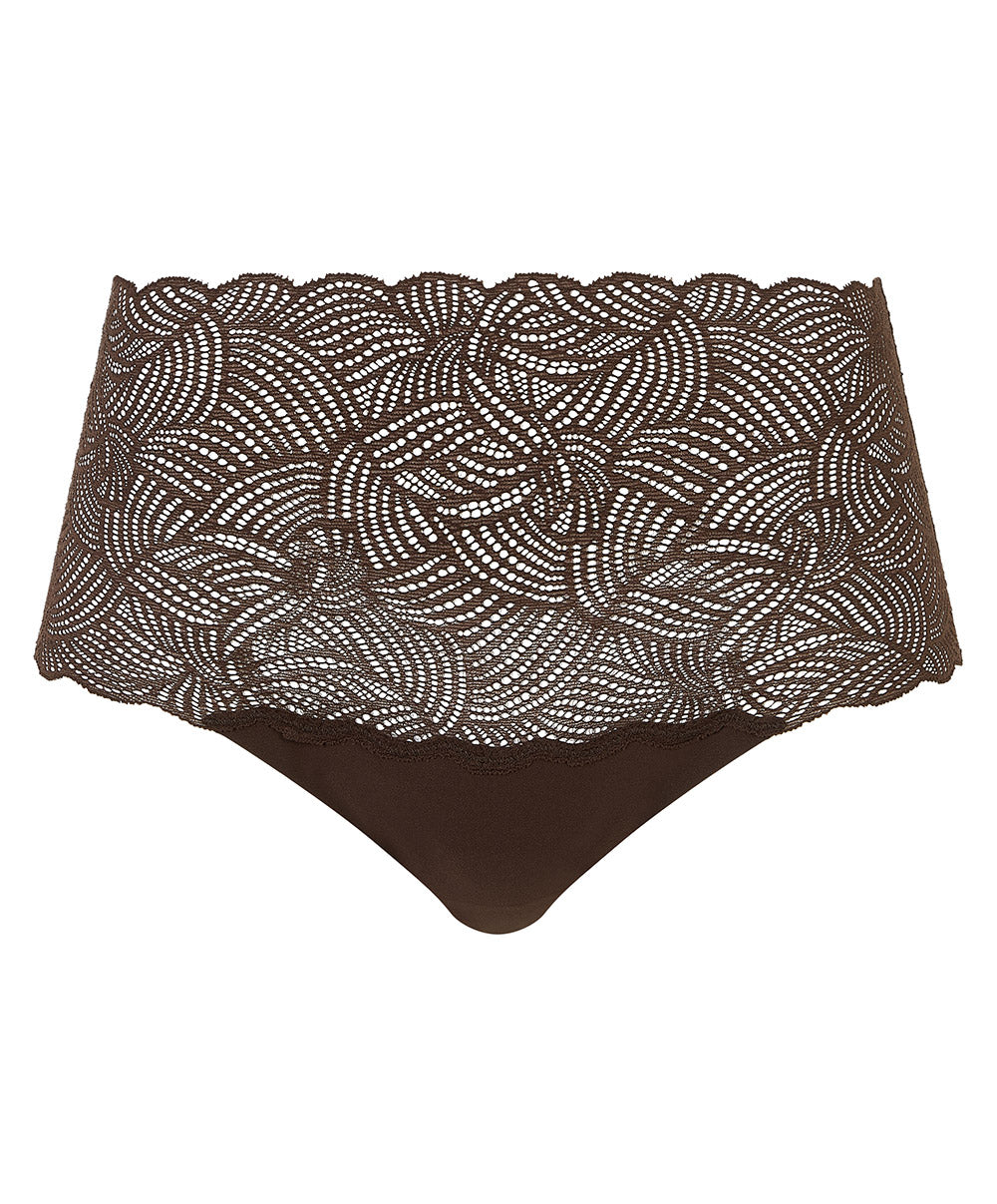 Culotte taille haute dentelle Chantelle Soft Stretch brun C11G80-0JL