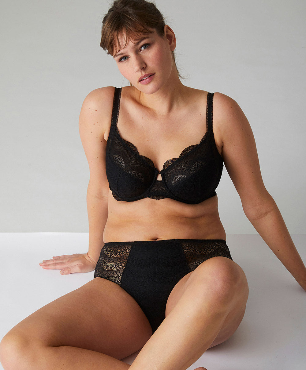 Culotte taille haute en dentelle Simone Pérèle Karma noir 12V770-015