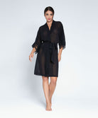 Déshabillé court en soie Lise Charmel Splendeur Soie noir ALC2680-NO