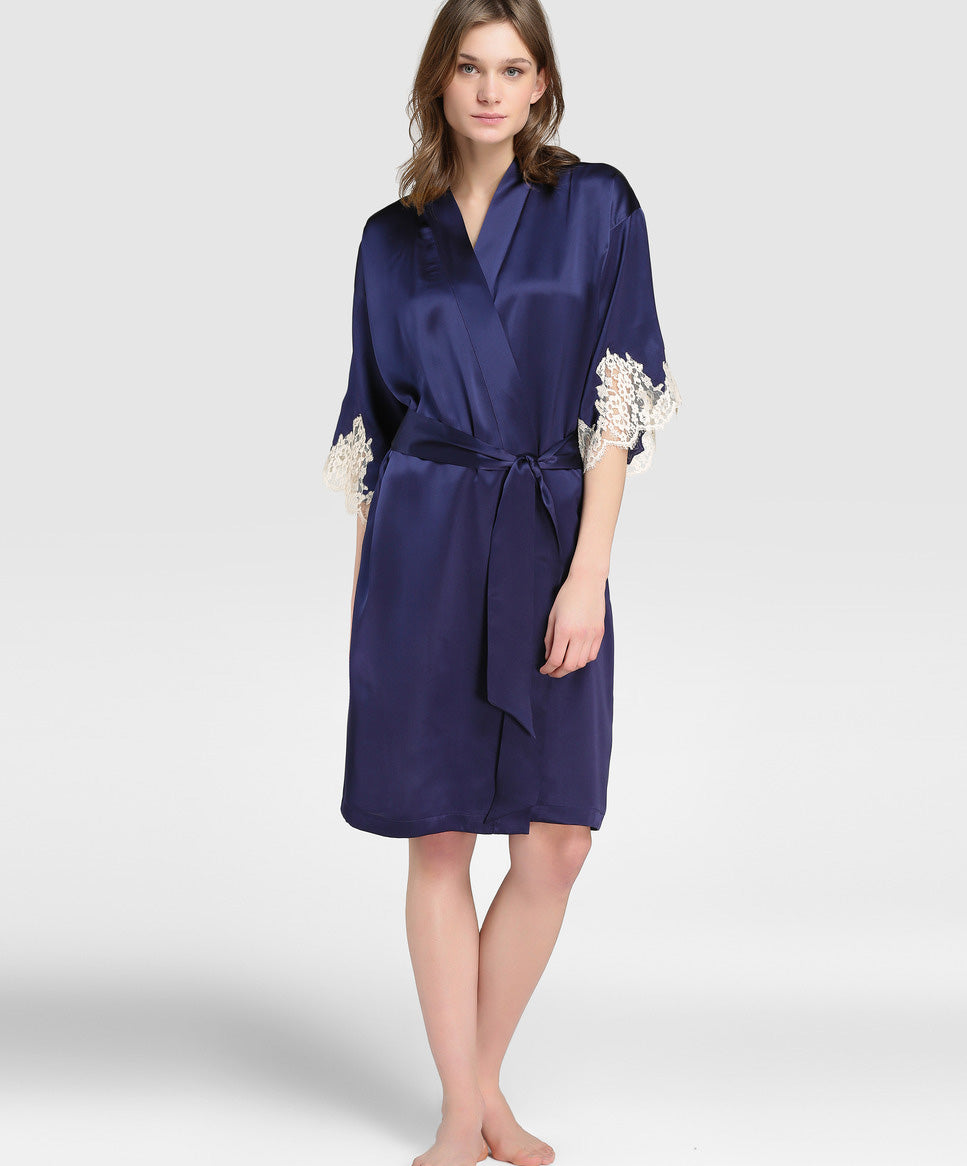 Déshabillé en soie Lise Charmel Splendeur Soie marine ALC2080-SM
