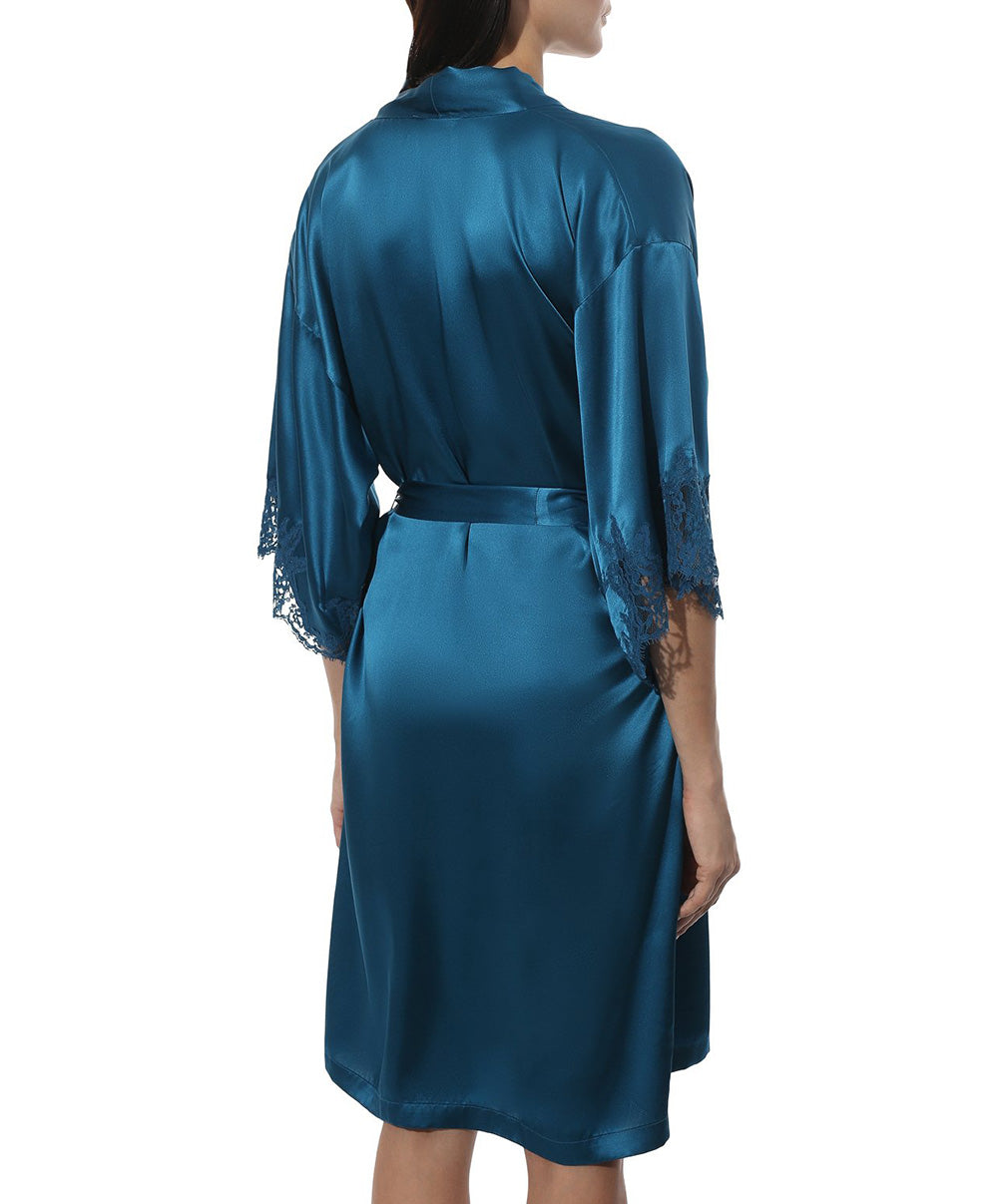 Déshabillé en soie Lise Charmel Splendeur Soie cyan ALC2080-SC