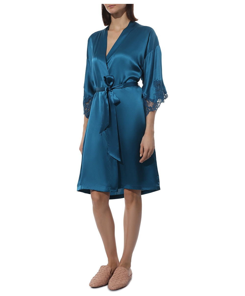 Déshabillé en soie Lise Charmel Splendeur Soie cyan ALC2080-SC