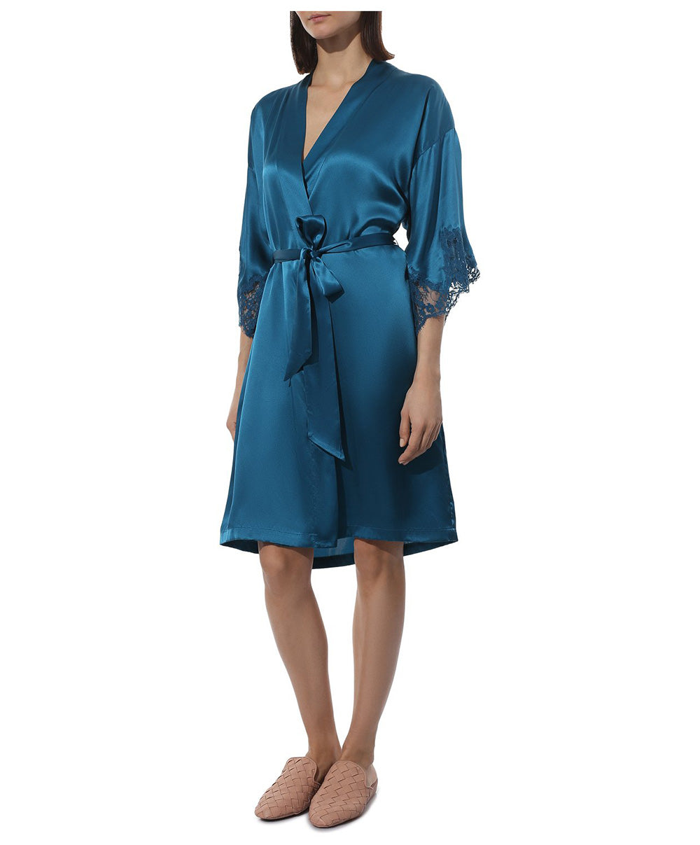 Déshabillé en soie Lise Charmel Splendeur Soie cyan ALC2080-SC