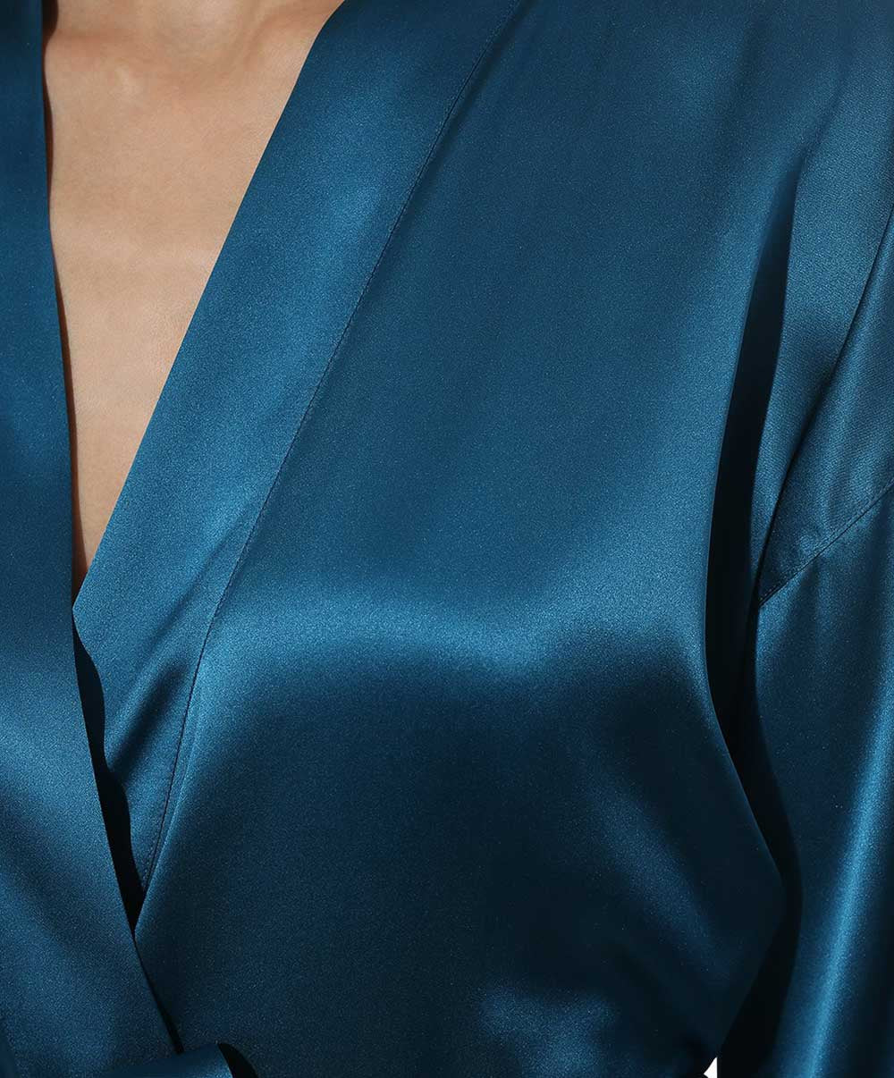 Déshabillé en soie Lise Charmel Splendeur Soie cyan ALC2080-SC