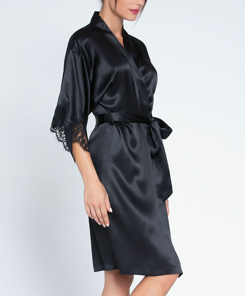 Déshabillé en soie Lise Charmel Splendeur Soie noir ALC2080-NO