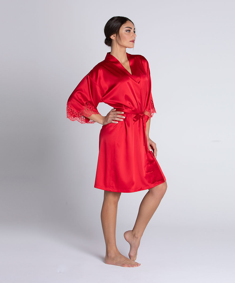 Déshabillé en soie Lise Charmel Splendeur soie rouge ALC2080-RS