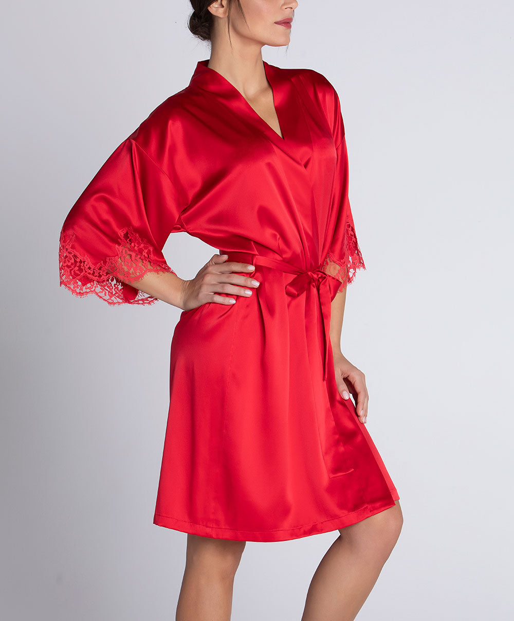 Déshabillé en soie Lise Charmel Splendeur soie rouge ALC2080-RS