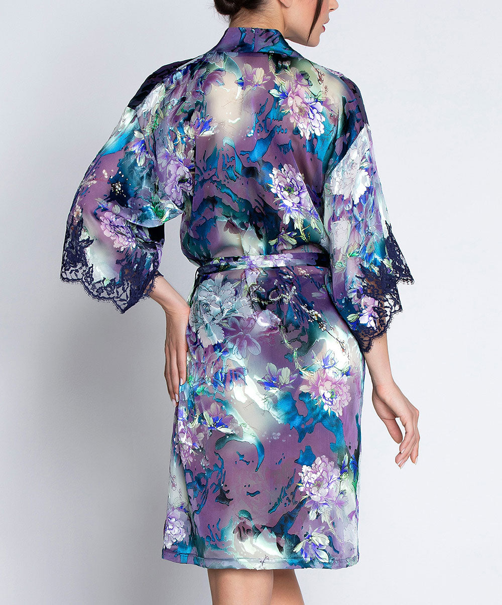 Déshabillé en soie et viscose Lise Charmel Déesse Désirs mauve ALH2077-MD