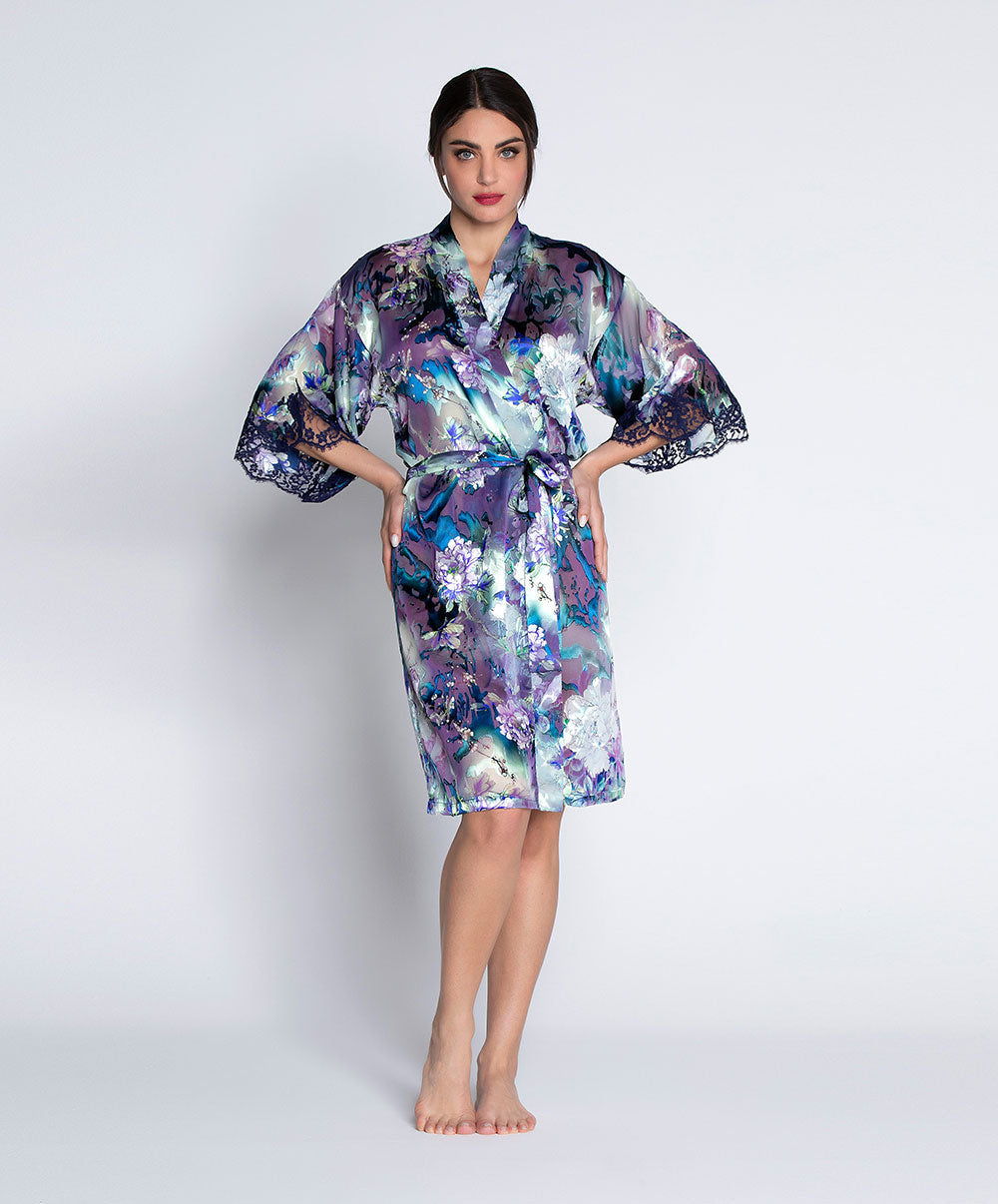 Déshabillé en soie et viscose Lise Charmel Déesse Désirs mauve ALH2077-MD