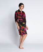 Déshabillé en soie et viscose Lise Charmel Floraison Passion safran rose ALH2086-SR