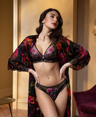 Déshabillé en soie et viscose Lise Charmel Floraison Passion safran rose ALH2086-SR