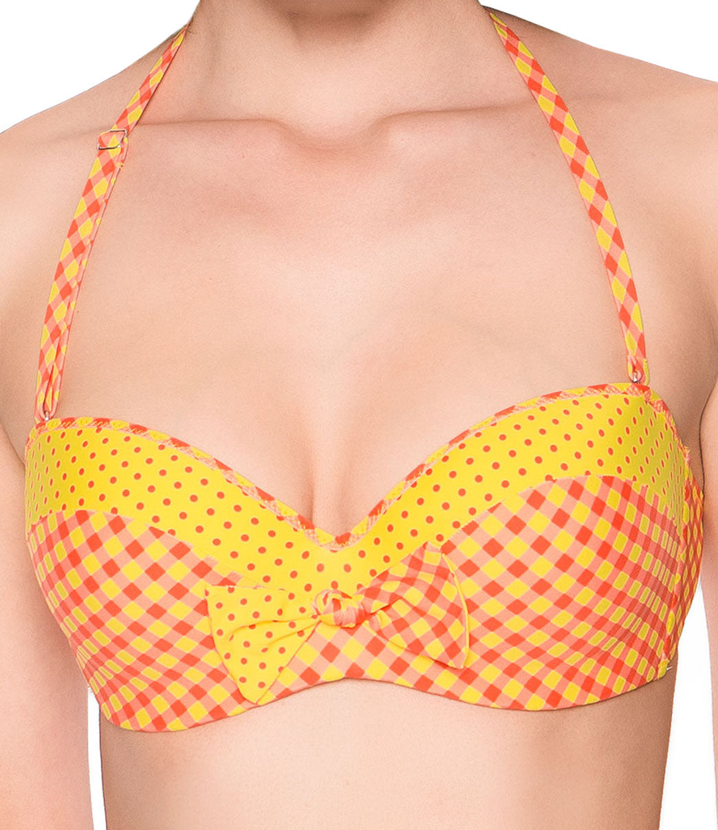 Bandeau coque tour de cou - Maillot de bain Bomb jaune La bomb vichy Antigel de Lise Charmel EBA7187