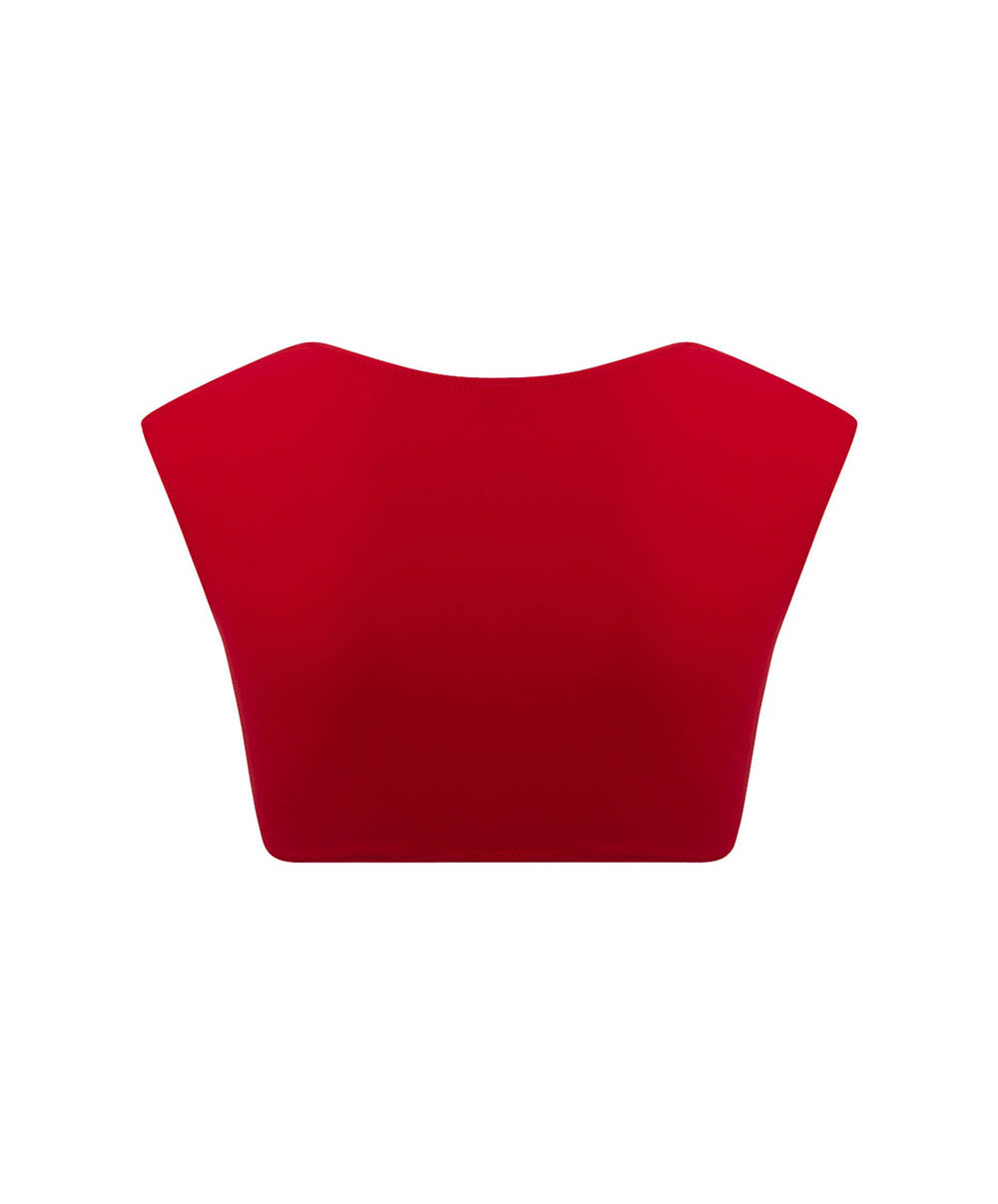Maillot de bain crop top sans armatures à mancherons La Chiquissima rouge Antigel Bain EBB2114-MR