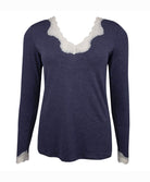 T-shirt manches longues col V Antigel de Lise Charmel Simply Perfect bleu chiné ENA2006-BN