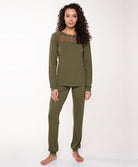 Ensemble pyjama "avocado" inserts en dentelle Lingadore nightwear Lingadore 6314-136-AVOC