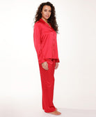Ensemble pyjama chemise et pantalon satinés rouge cerise Lingadore Lingadore nightwear 7624-164-CERI