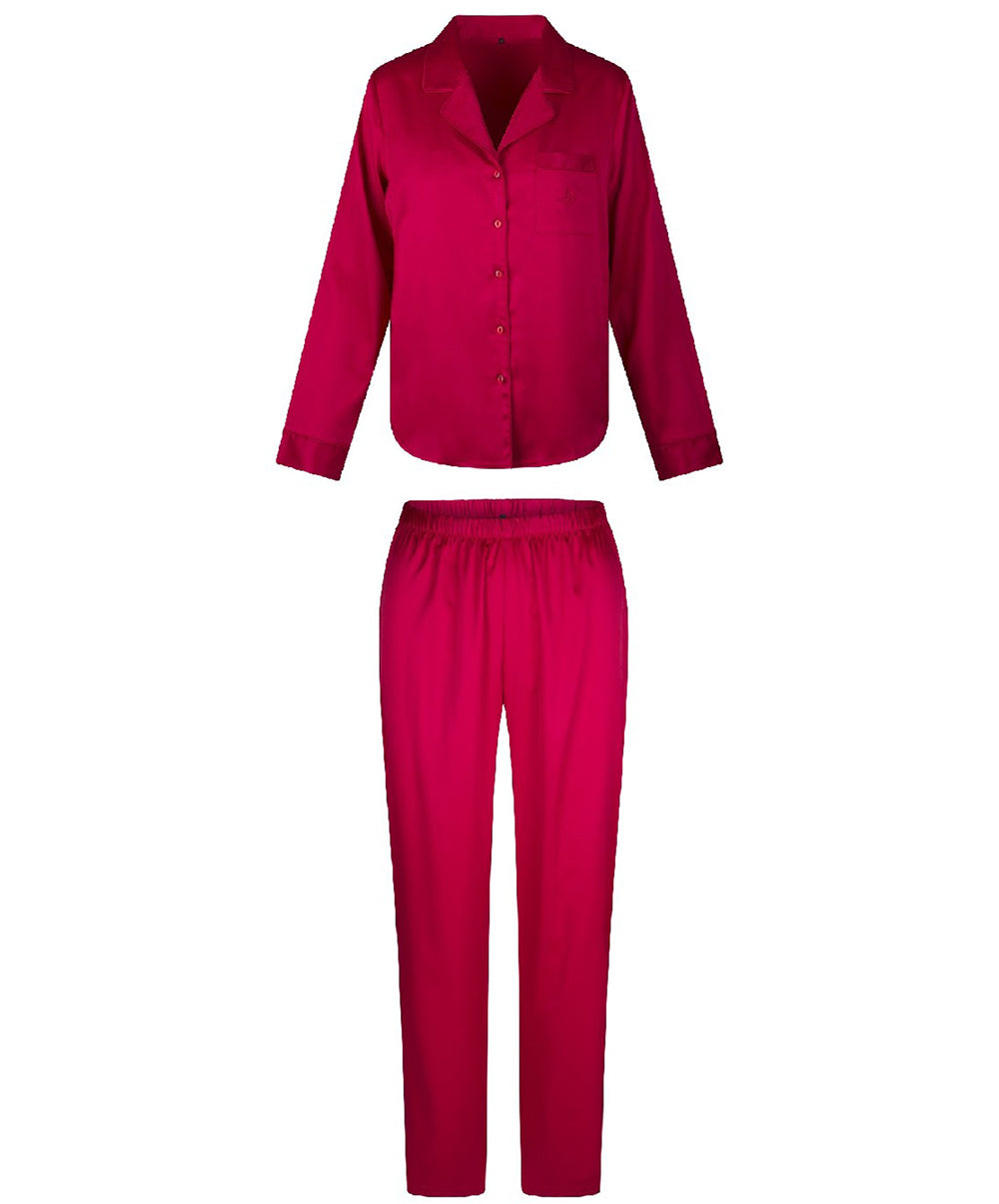 Ensemble pyjama chemise et pantalon satinés rouge cerise Lingadore Lingadore nightwear 7624-164-CERI