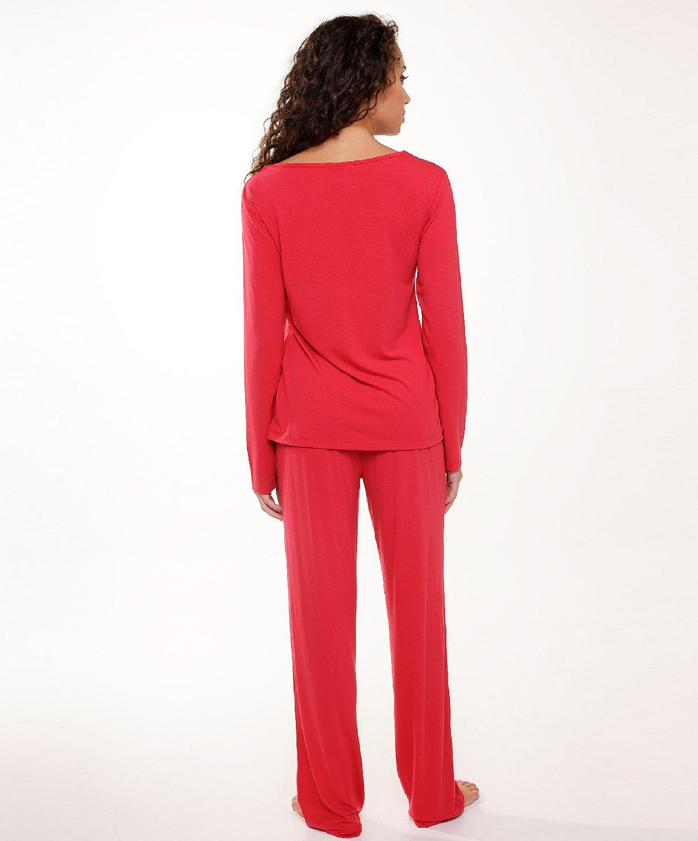 Ensemble pyjama en viscose et dentelle rouge cerise Lingadore Lingadore nightwear 7604-164-CERI