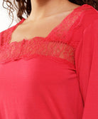 Ensemble pyjama en viscose et dentelle rouge cerise Lingadore Lingadore nightwear 7604-164-CERI