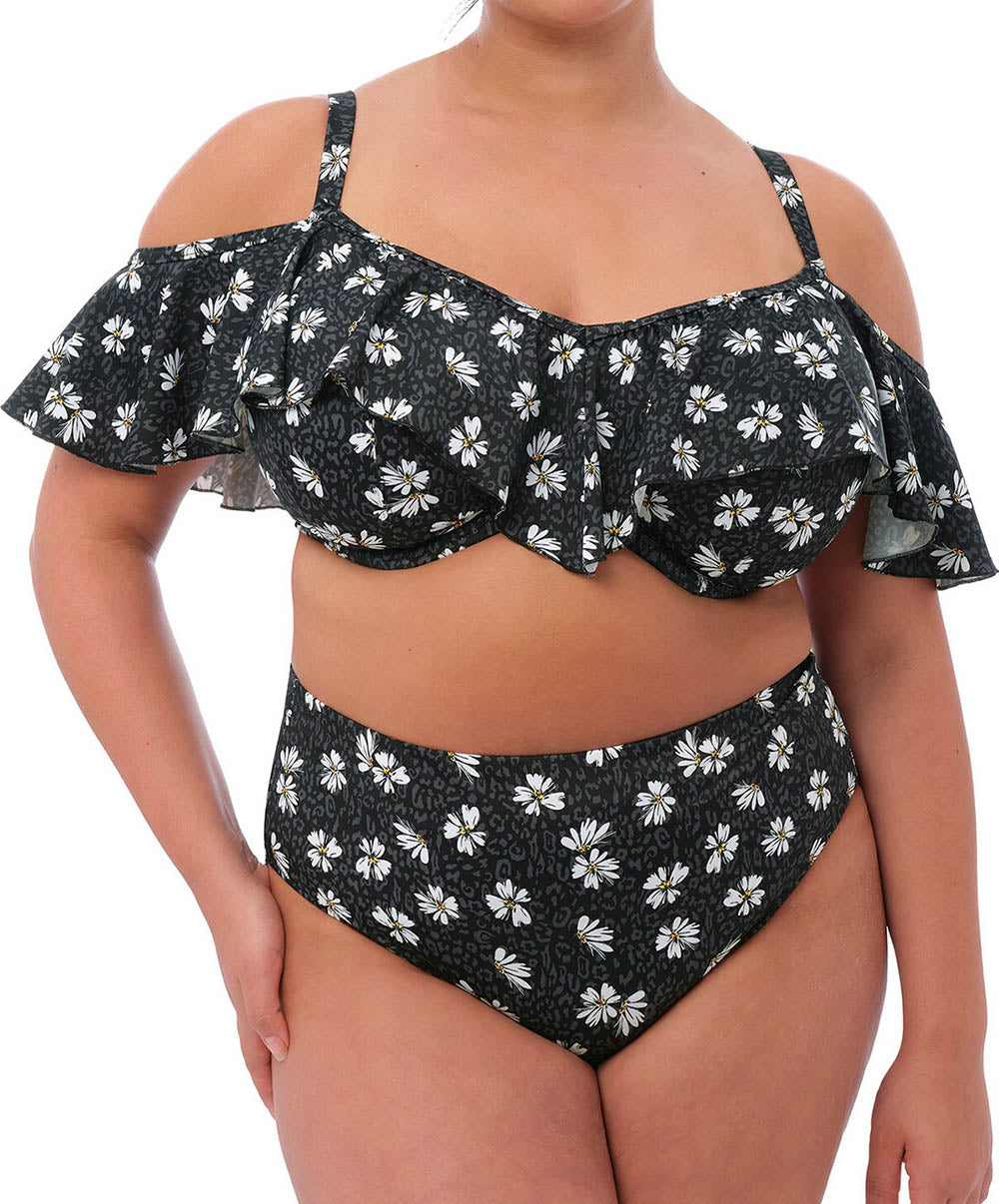 Haut de maillot de bain armatures grande taille Elomi swim Plain sailing Black daisy ES7273-BDY