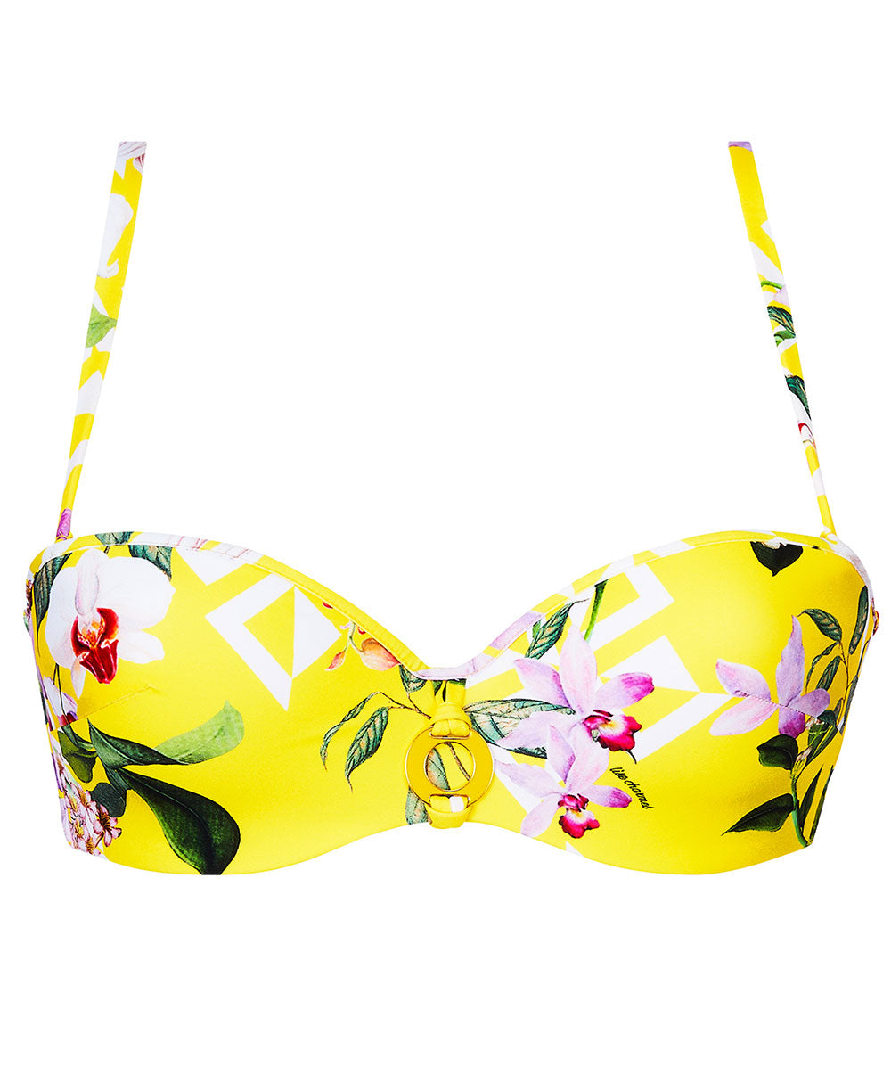 Haut de maillot de bain bandeau brassière Lise Charmel bain Jardin Délice soleil jaune ABB5078-SD