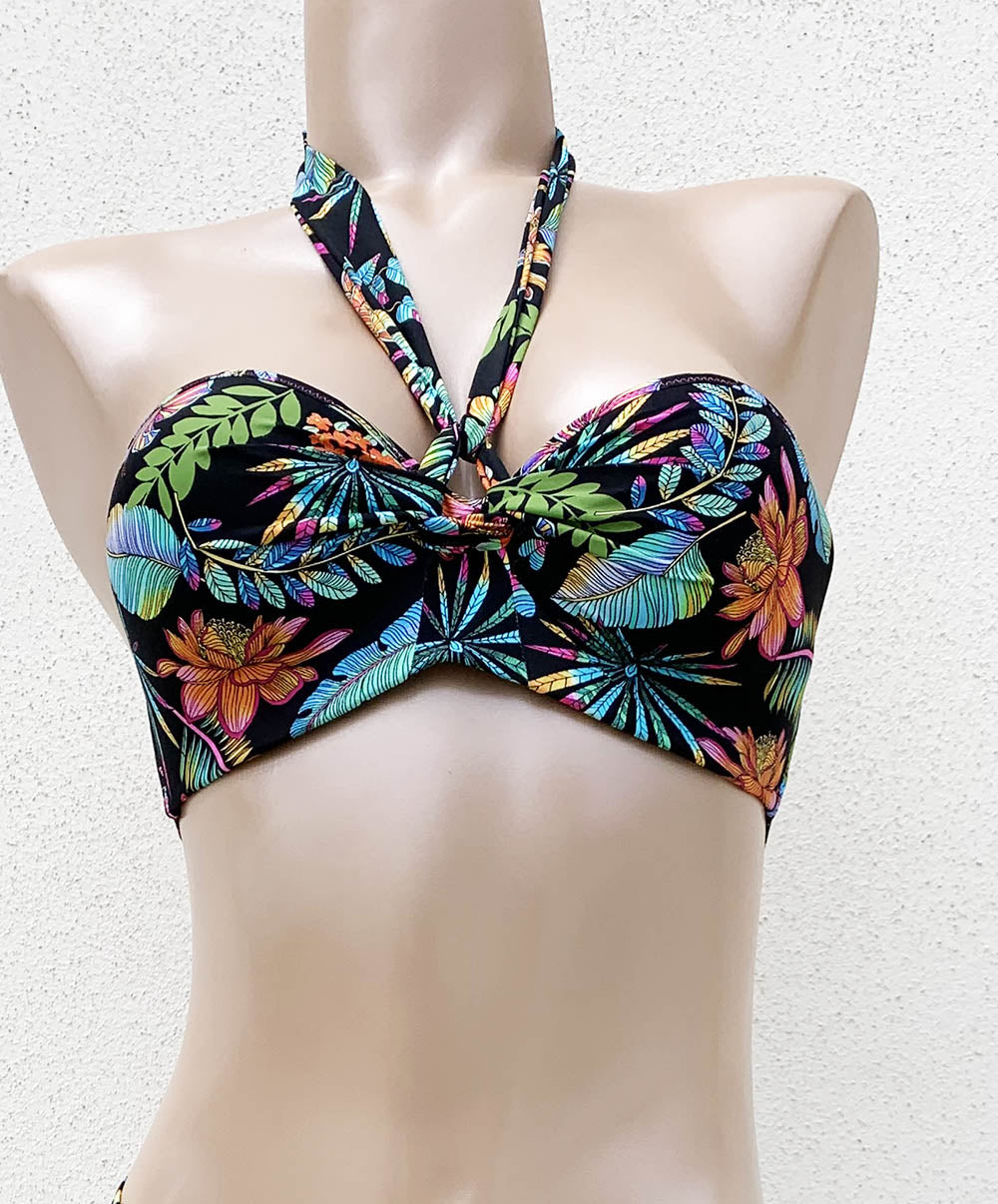 Haut de maillot de bain bandeau coque La tropicale Noir Antigel Bain EBA7162-NT