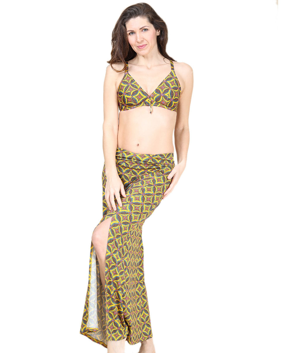 Jupe longue d'été La Muse Africa jaune Antigel Bain ESB5256-JA