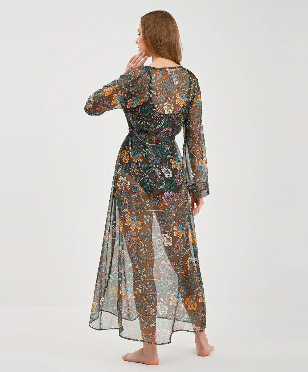 Kimono long d'été Lise Charmel bain Fleur Persane bronze ASB2967-BP