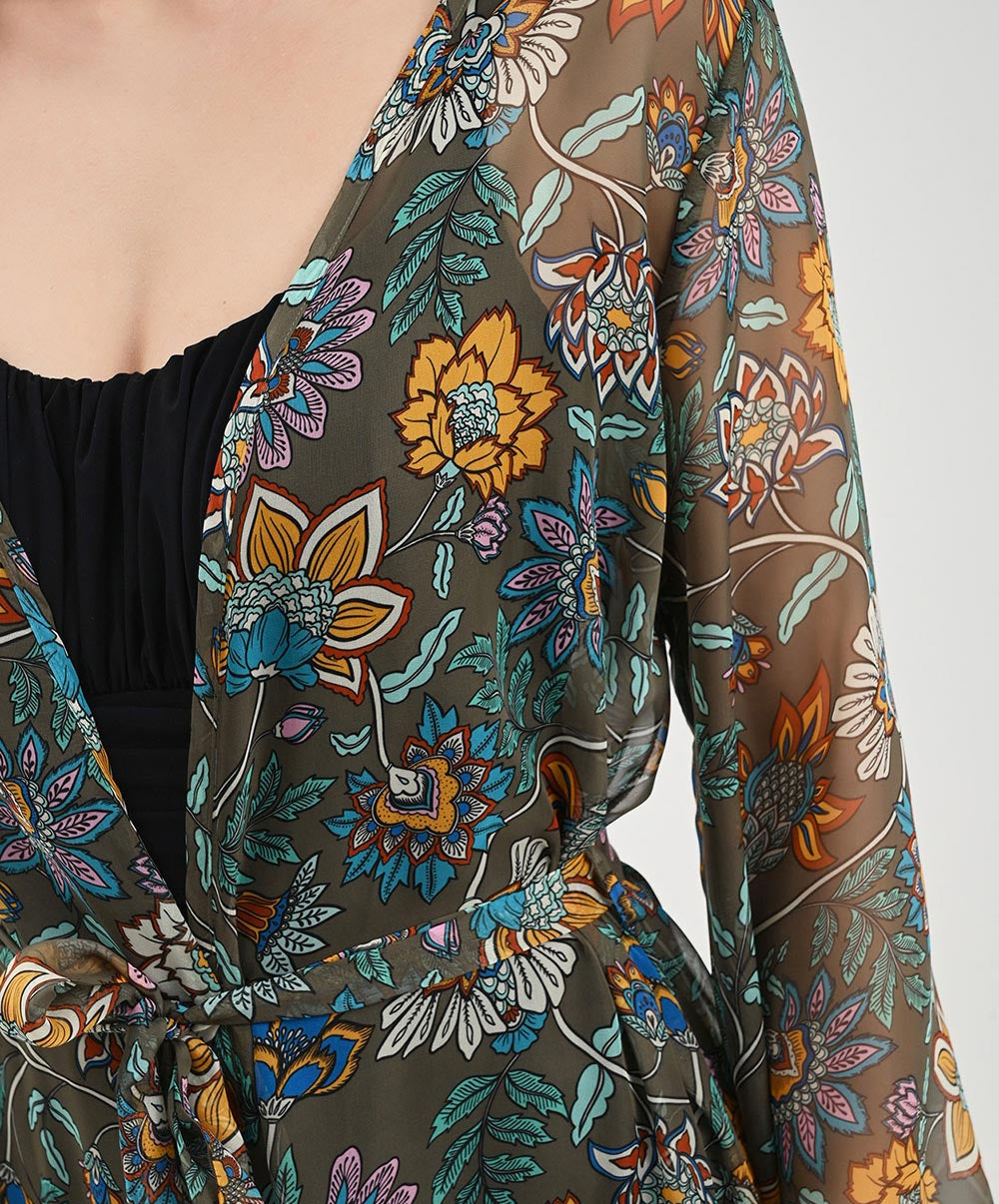 Kimono long d'été Lise Charmel bain Fleur Persane bronze ASB2967-BP