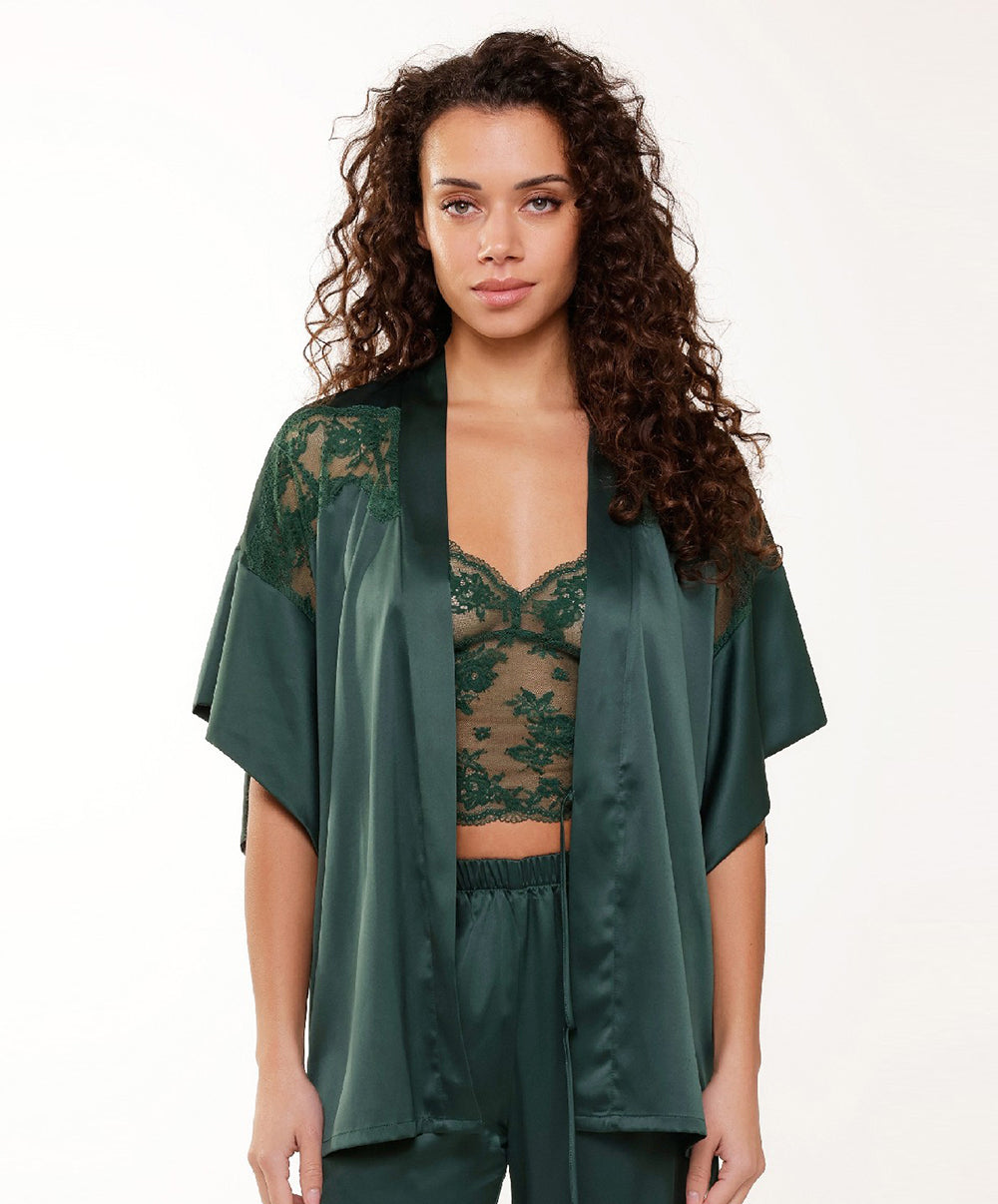 Kimono satiné sexy "Garden Green" Lingadore Lingadore nightwear 7501KM-157-GAGR