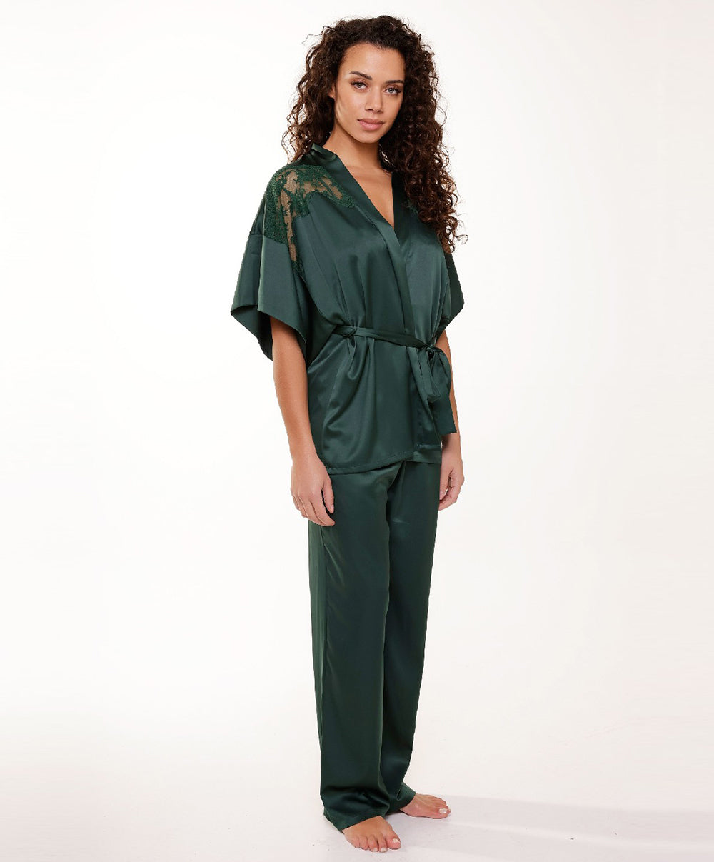 Kimono satiné sexy "Garden Green" Lingadore Lingadore nightwear 7501KM-157-GAGR